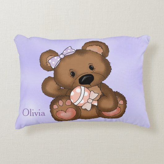 Kind gepersonaliseerde kussen teddybeer rammelaar (Voorkant)