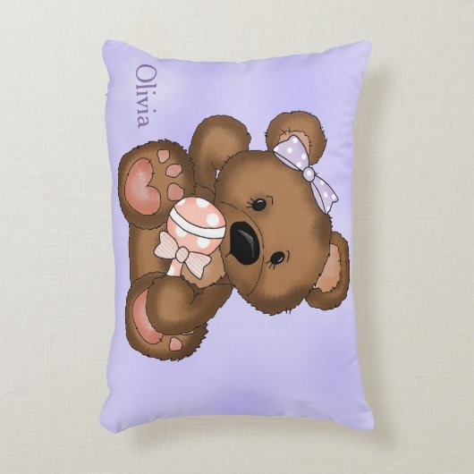 Kind gepersonaliseerde kussen teddybeer rammelaar (Voorkant(Verticaal))