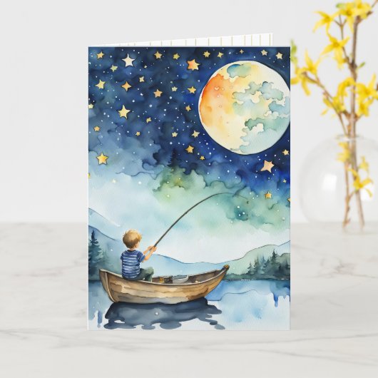 Kind Gevist voor New Baby Boy Kaart (Gele Bloem)