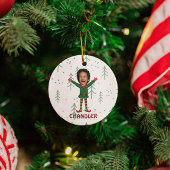 Kind Gezicht & Naam Elf Kerst Grappig Cadeau Keramisch Ornament