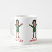 Kind Gezicht & Naam Elf Kerst Grappig Cadeau Koffiemok (Voorkant links)