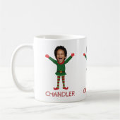 Kind Gezicht & Naam Elf Kerst Grappig Cadeau Koffiemok (Links)