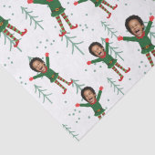 Kind Gezicht & Naam Elf Kerst Grappig Patroon Tissuepapier (Detail)