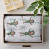 Kind Gezicht & Naam Elf Kerst Grappig Patroon Tissuepapier (Geschenk)