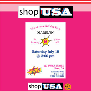 Kind gezicht op gepersonaliseerde meisje superheld kaart