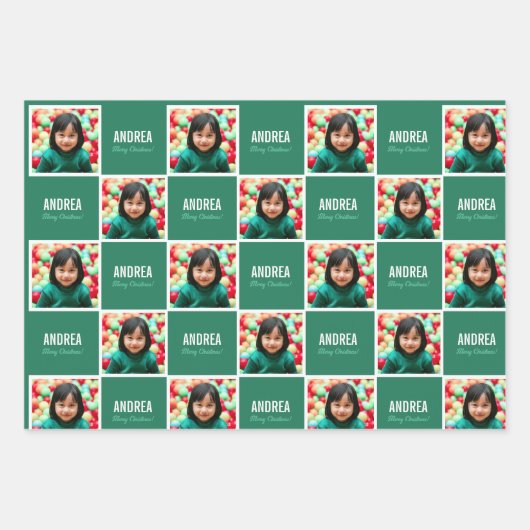 Kind Girl Boy Aangepast Afbeelding kerstmis Inpakpapier Vel (Voorkant 3)