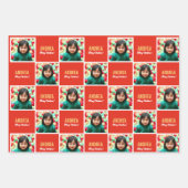 Kind Girl Boy Aangepast Afbeelding kerstmis Inpakpapier Vel (Voorkant 2)