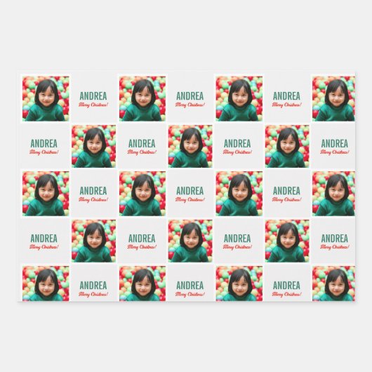 Kind Girl Boy Aangepast Afbeelding kerstmis Inpakpapier Vel (Voorkant)