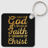 Kind God Vrouw van Geloof Strijder van Christus Je Sleutelhanger (Achterkant)