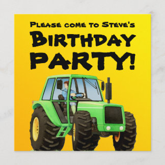 Kind Green Tractor Party Kaart