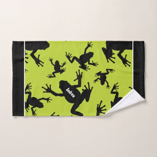 Kind groen en zwart kikkerpatroon bad handdoek (Handdoek)
