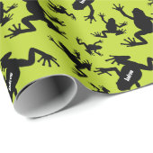Kind groen en zwart kikkerpatroon cadeaupapier (Rol Hoek)
