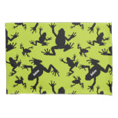 Kind groen en zwart kikkerpatroon kussensloop (Voorkant)