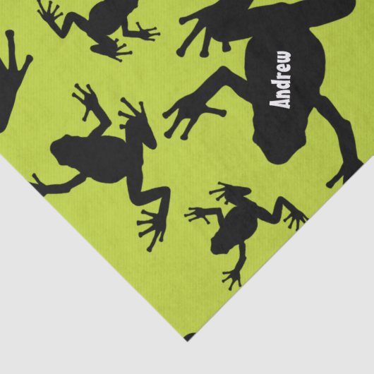 Kind groen en zwart kikkerpatroon tissuepapier (Detail)