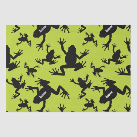 Kind groen en zwart kikkerpatroon tissuepapier (Voorkant)