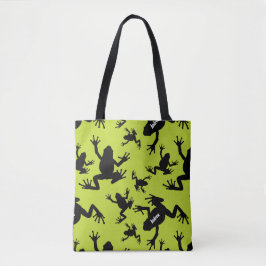 Kind groen en zwart kikkerpatroon tote bag
