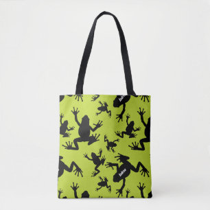 Kind groen en zwart kikkerpatroon tote bag