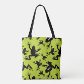 Kind groen en zwart kikkerpatroon tote bag (Achterkant)