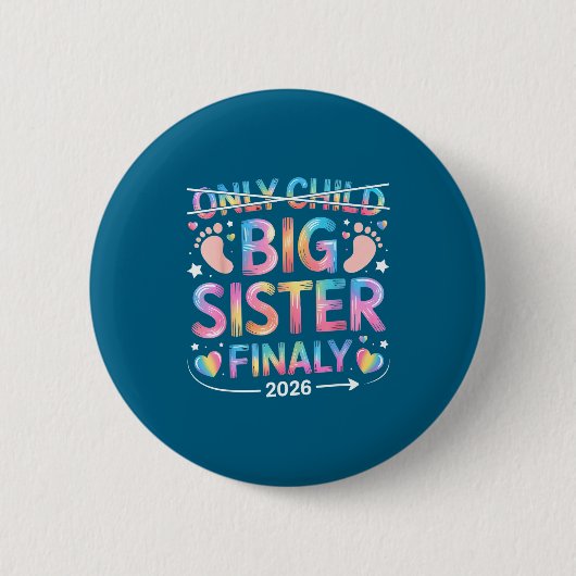 Kind grote zus eindelijk aankondiging ronde button 5,7 cm (Voorkant)
