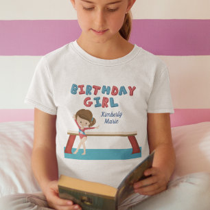 Kind Gymnastiek Blue Monogram Gymnast Birthday Gir T-shirt