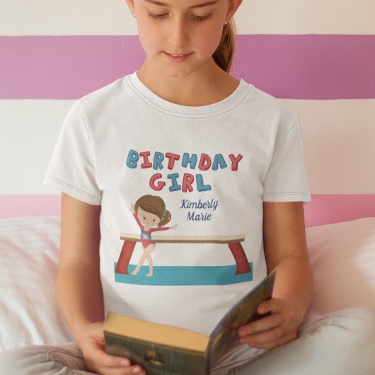 Kind Gymnastiek Blue Monogram Gymnast Birthday Gir T-shirt