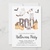 Kind Halloween Cute Cats Ghosts Pumpkin Party Kaart (Voorkant)