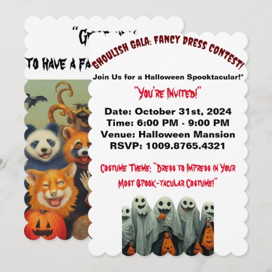 Kind Halloween Fancy-Dress Party Kaart (Voorkant / Achterkant)