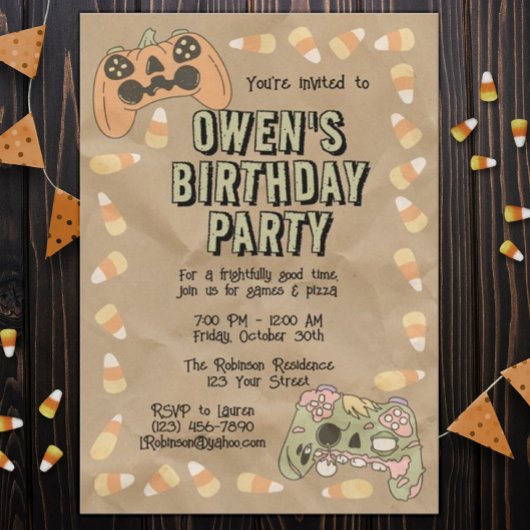 Kind Halloween Gamer Spooky Verjaardagsfeest Kaart