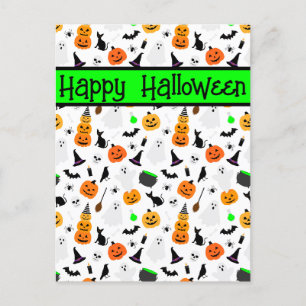 Kind Halloween Geest Pompoen Zwart Kat Personalise Briefkaart