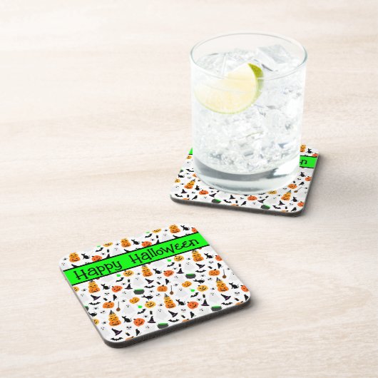 Kind Halloween Ghost Pumpkin Black Cat Personalise Bier Onderzetter (Rechterzijde)