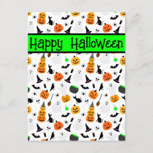 Kind Halloween Ghost Pumpkin Black Cat Personalise Briefkaart