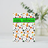 Kind Halloween Ghost Pumpkin Black Cat Personalise Briefkaart (Staand voorkant)