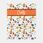 Kind Halloween Ghost Pumpkin Black Cat Personalise Fleece Deken (Voorkant)