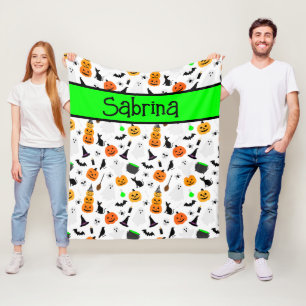 Kind Halloween Ghost Pumpkin Black Cat Personalise Fleece Deken