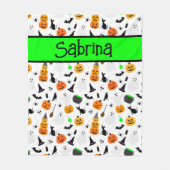 Kind Halloween Ghost Pumpkin Black Cat Personalise Fleece Deken (Voorkant)