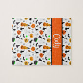 Kind Halloween Ghost Pumpkin Black Cat Personalise Legpuzzel (Horizontaal)