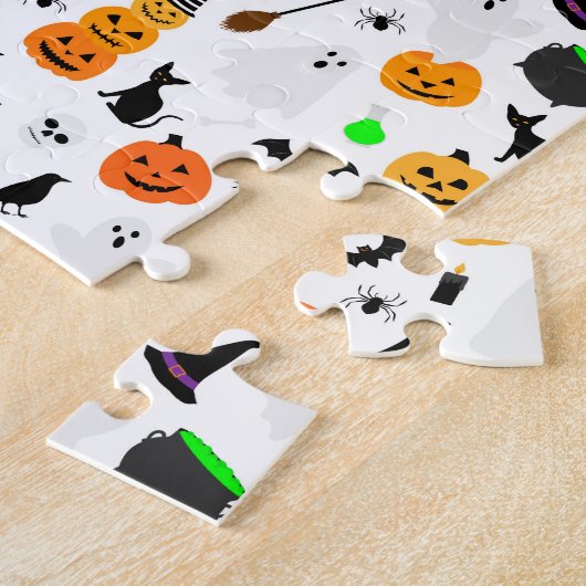 Kind Halloween Ghost Pumpkin Black Cat Personalise Legpuzzel (Zijkant)