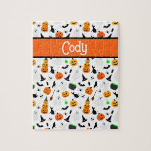 Kind Halloween Ghost Pumpkin Black Cat Personalise Legpuzzel