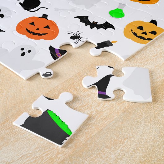 Kind Halloween Ghost Pumpkin Black Cat Personalise Legpuzzel (Zijkant)