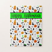 Kind Halloween Ghost Pumpkin Black Cat Personalise Legpuzzel (Verticaal)