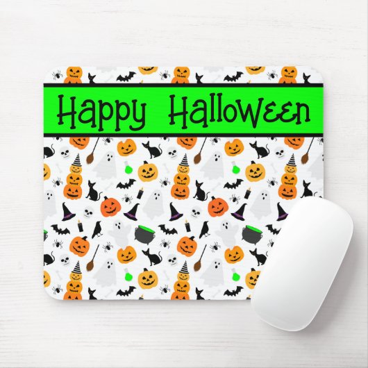 Kind Halloween Ghost Pumpkin Black Cat Personalise Muismat (Met muis)