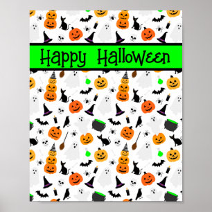 Kind Halloween Ghost Pumpkin Black Cat Personalise Poster