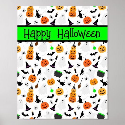 Kind Halloween Ghost Pumpkin Black Cat Personalise Poster (Voorkant)