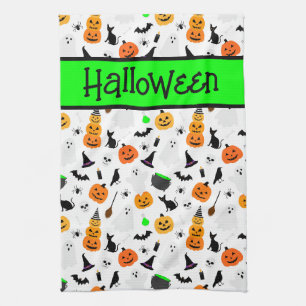 Kind Halloween Ghost Pumpkin Black Cat Personalise Theedoek