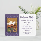 Kind Halloween Party Invitation Ghost Boo Kaart (Staand voorkant)