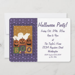 Kind Halloween Party Invitation Ghost Boo Kaart