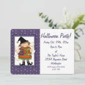 Kind Halloween Party nodigt Little Boo Witch 2 uit Kaart (Staand voorkant)