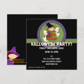 Kind Halloween Party nodigt Little Boo Witch 3 uit Kaart (Voorkant / Achterkant)