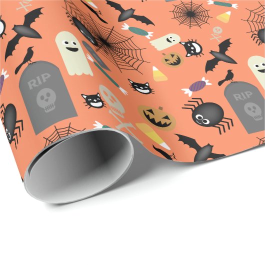 Kind Halloween Pattern Cadeaupapier (Rol Hoek)