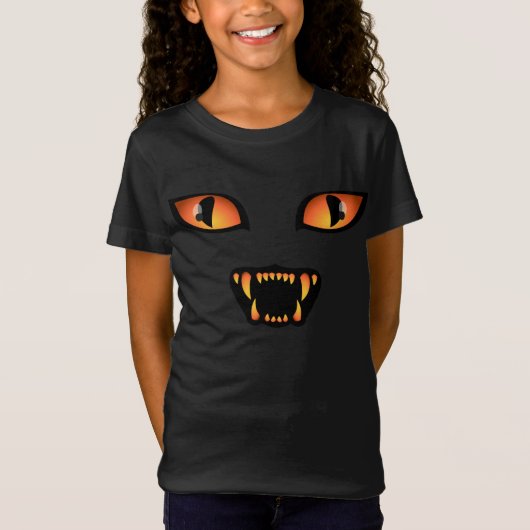 Kind Halloween T-shirt Spooky Black Cat Kind T-shi (Voorkant)